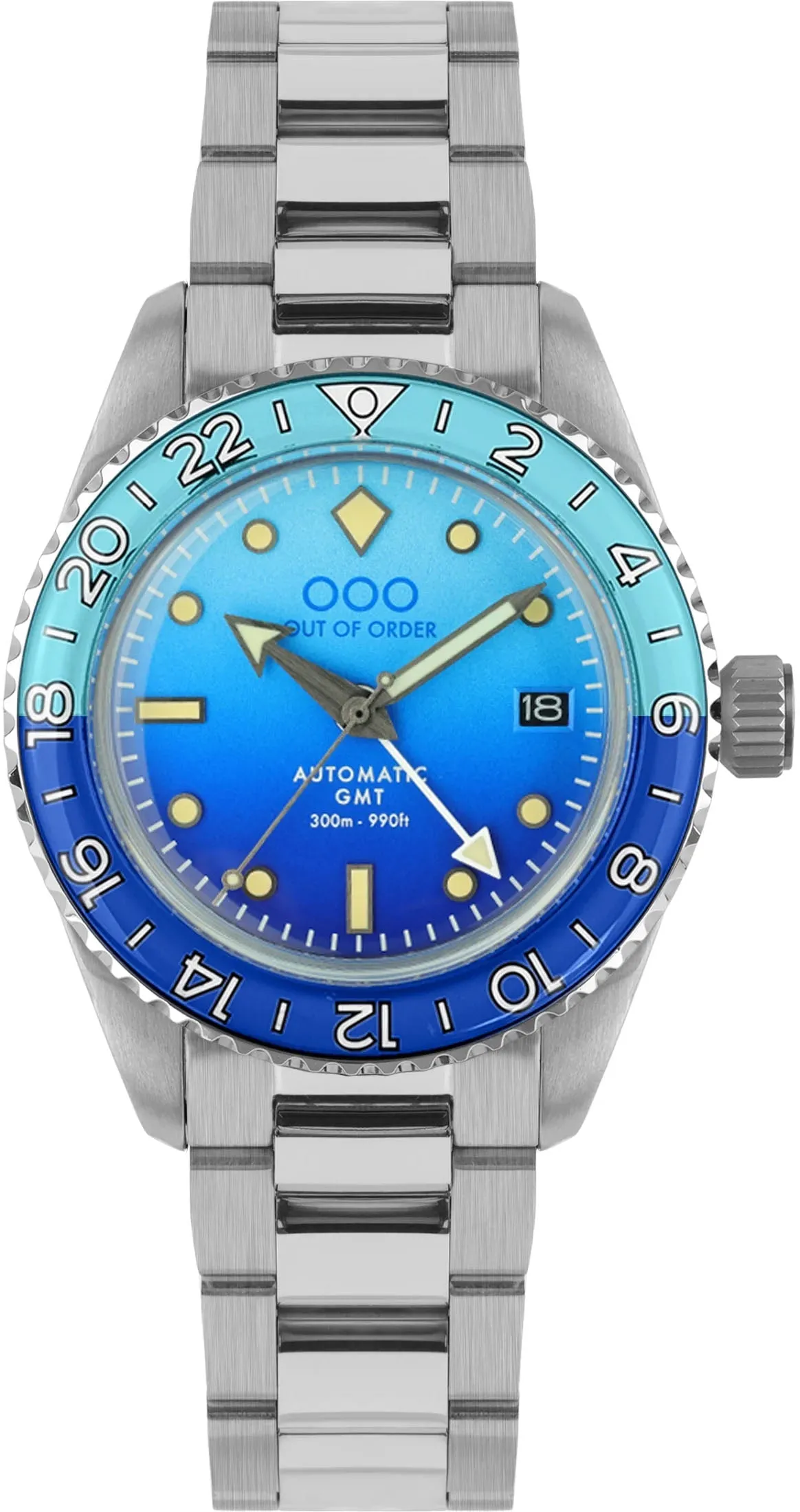 Out Of Order Shaker Bomba Blu Automatic GMT Ultra Brushed Watch sold by C.W. Sellors