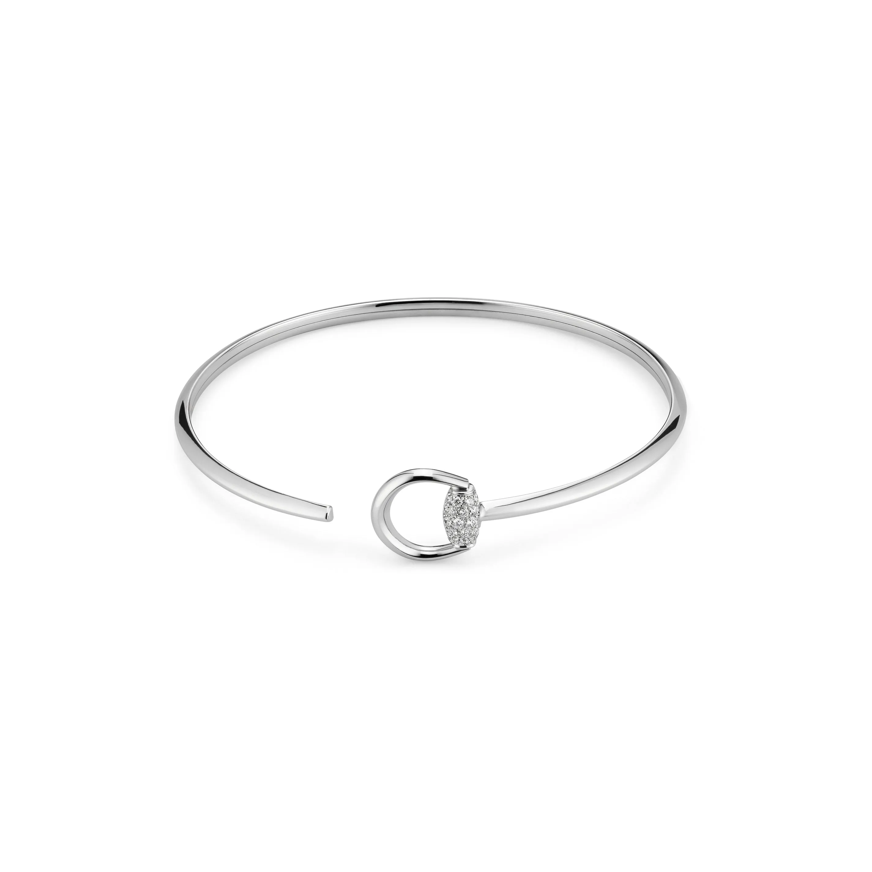 Gucci Horsebit 18ct White Gold 0.2ct Diamond Cuff Bracelet sold by C.W. Sellors