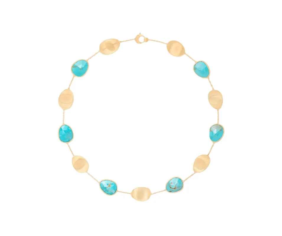 Marco Bicego Lunaria Colour 18ct Yellow Gold and Turquoise Collar Necklace sold by C.W. Sellors