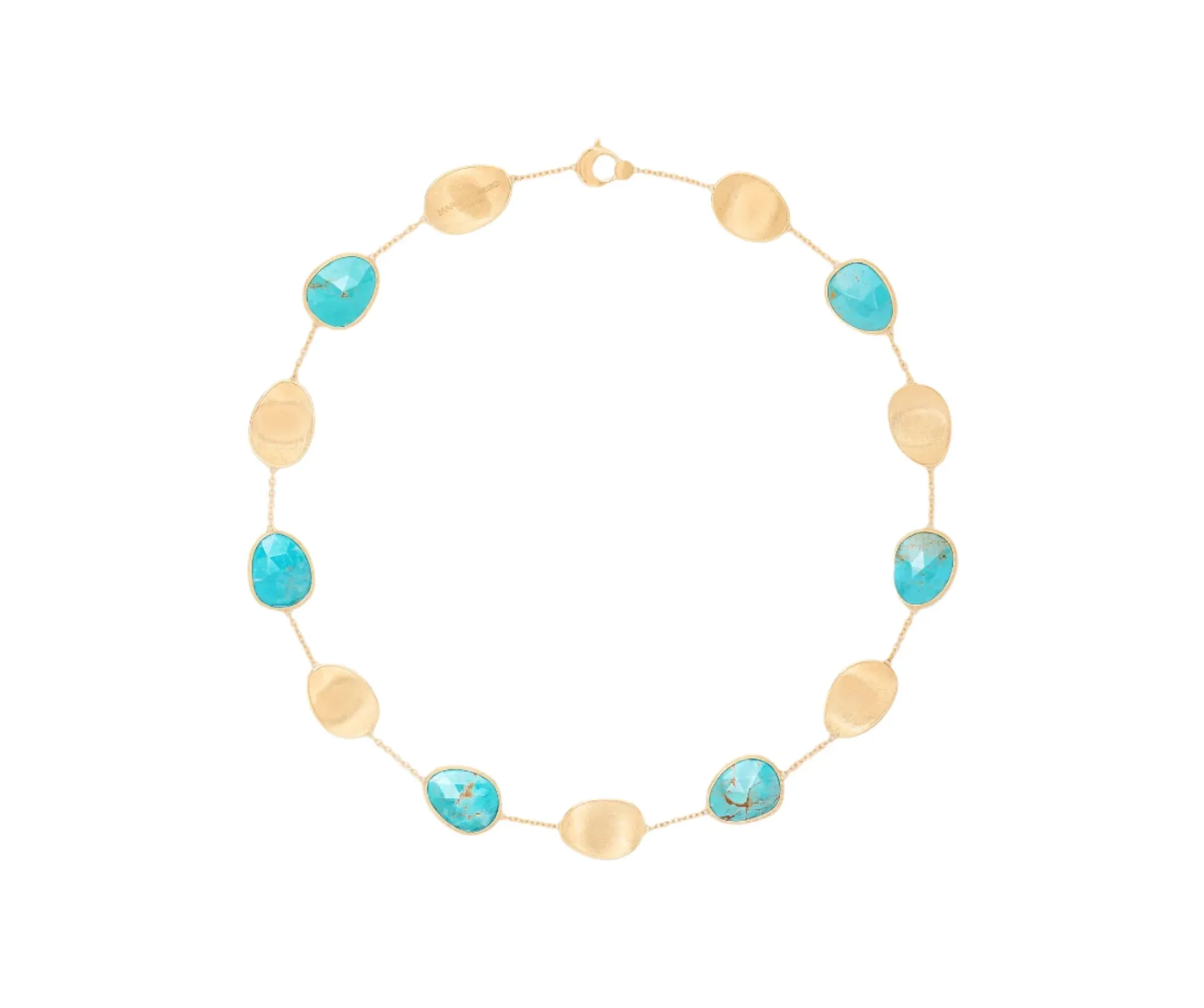 Marco Bicego Lunaria Colour 18ct Yellow Gold and Turquoise Collar Necklace sold by C.W. Sellors