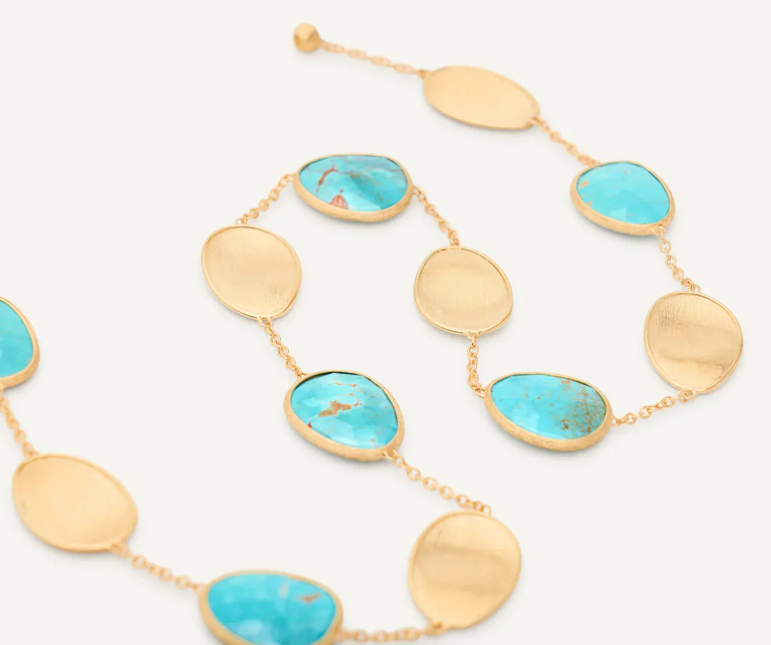 Marco Bicego Lunaria Colour 18ct Yellow Gold Diamond and Turquoise Long Necklace sold by C.W. Sellors product image thumbnail 3