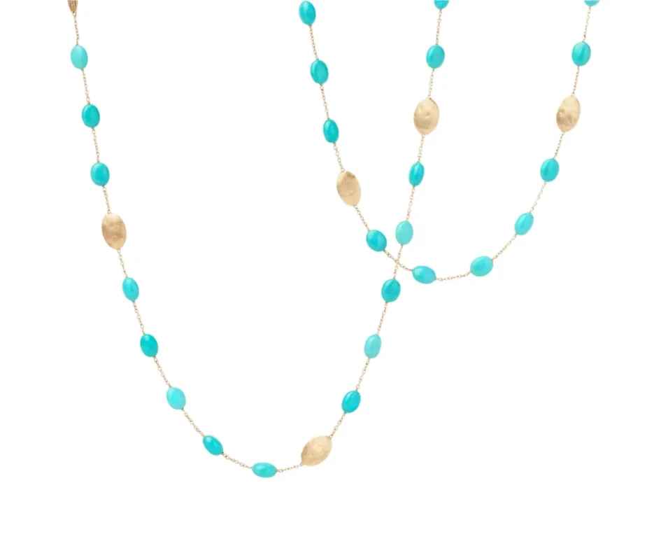 Marco Bicego Siviglia 18ct Yellow Gold & Turquoise Long Necklace sold by C.W. Sellors