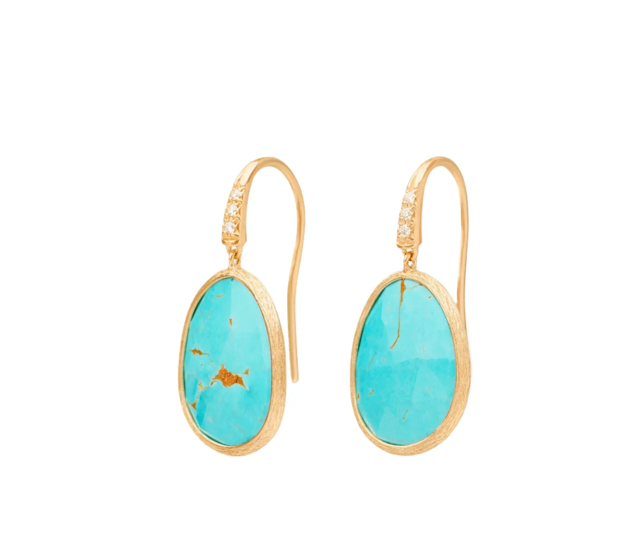 Marco Bicego Lunaria Colour 18ct Yellow Gold Diamond and Turquoise Drop Earrings sold by C.W. Sellors