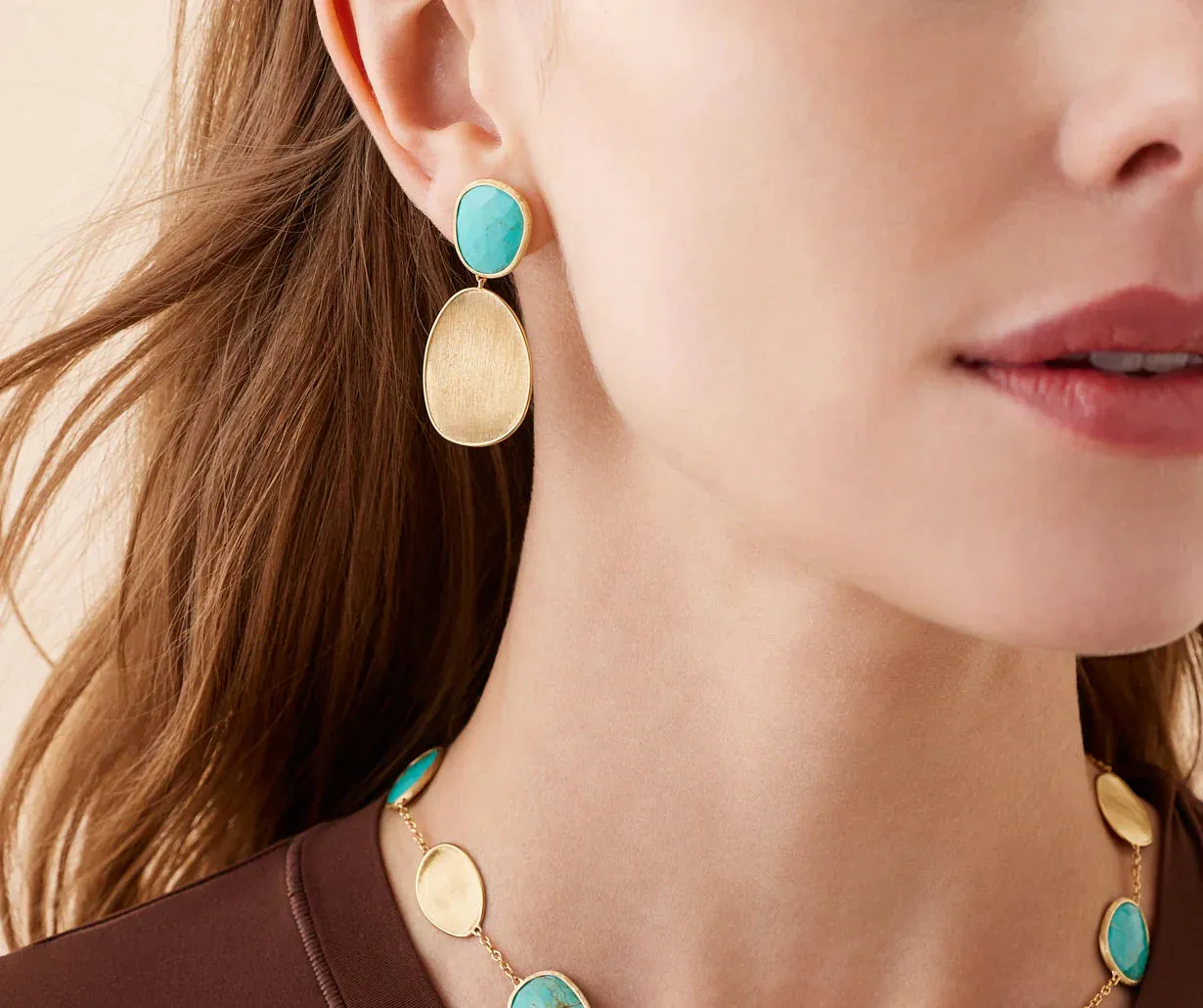 Marco Bicego Lunaria Colour 18ct Yellow Gold & Turquoise Double Drop Small Earrings sold by C.W. Sellors product image thumbnail 3