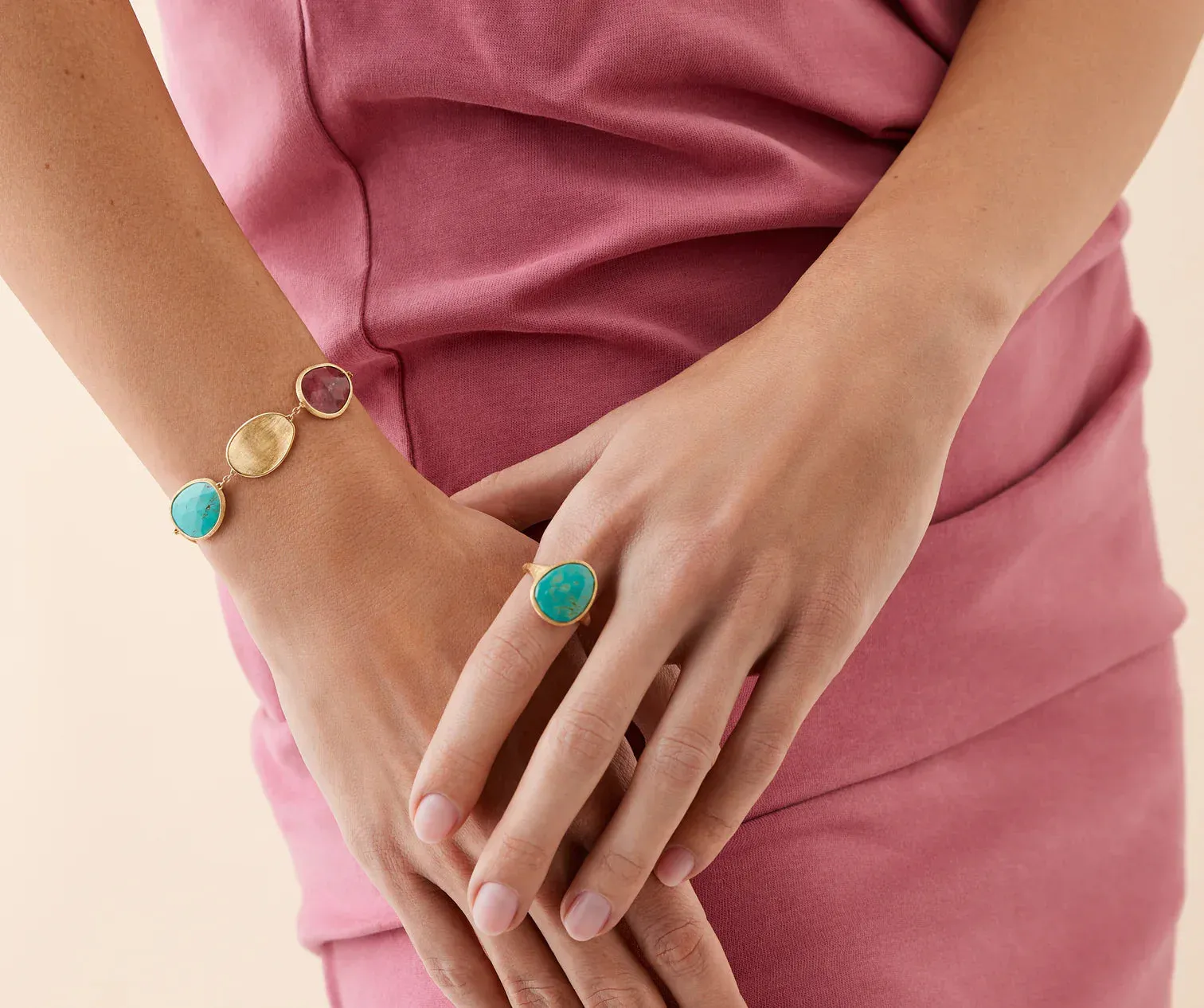 Marco Bicego Lunaria Colour 18ct Yellow Gold Turquoise, Thulite & Charoite Bracelet sold by C.W. Sellors product image thumbnail 3