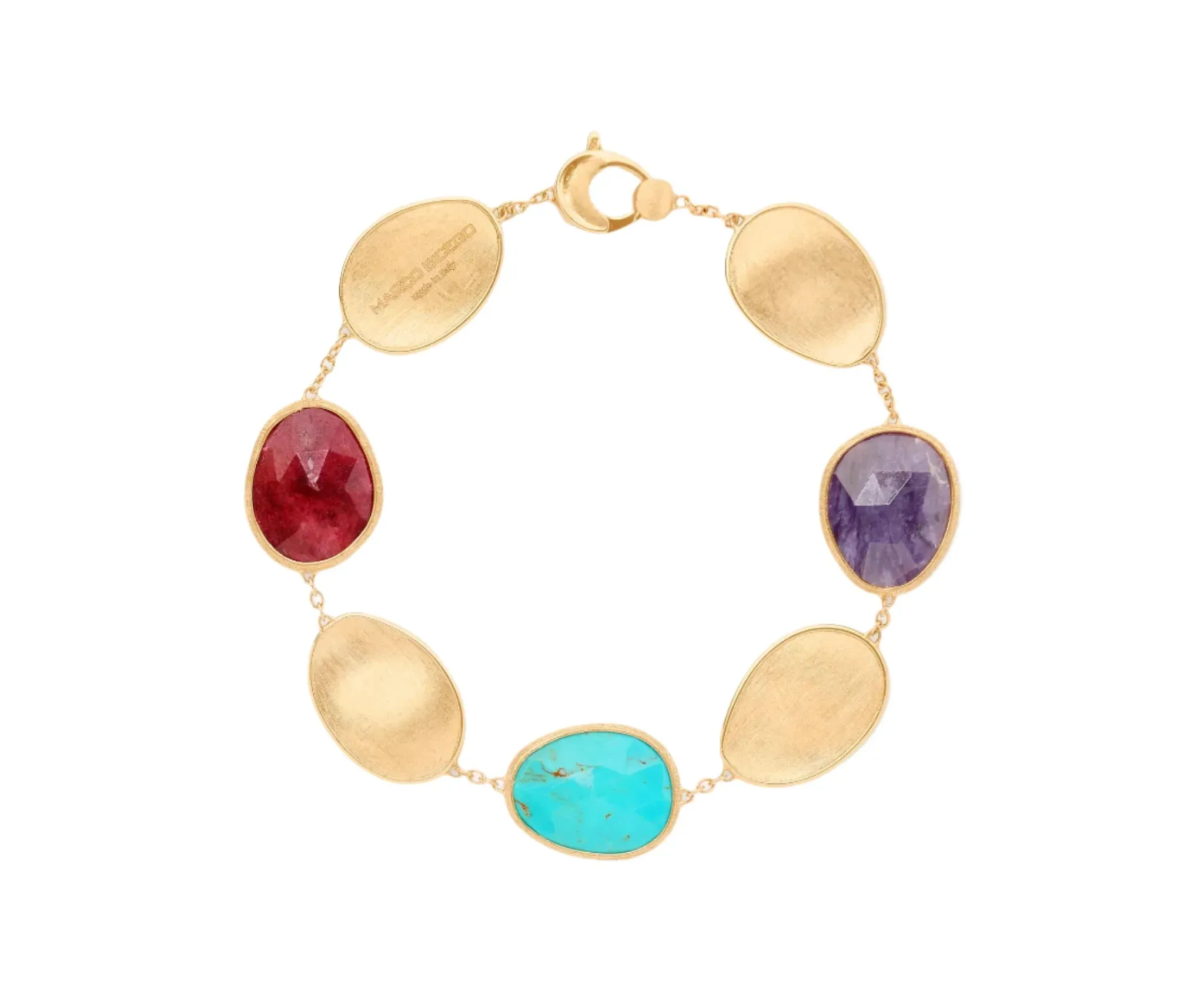 Marco Bicego Lunaria Colour 18ct Yellow Gold Turquoise, Thulite & Charoite Bracelet sold by C.W. Sellors