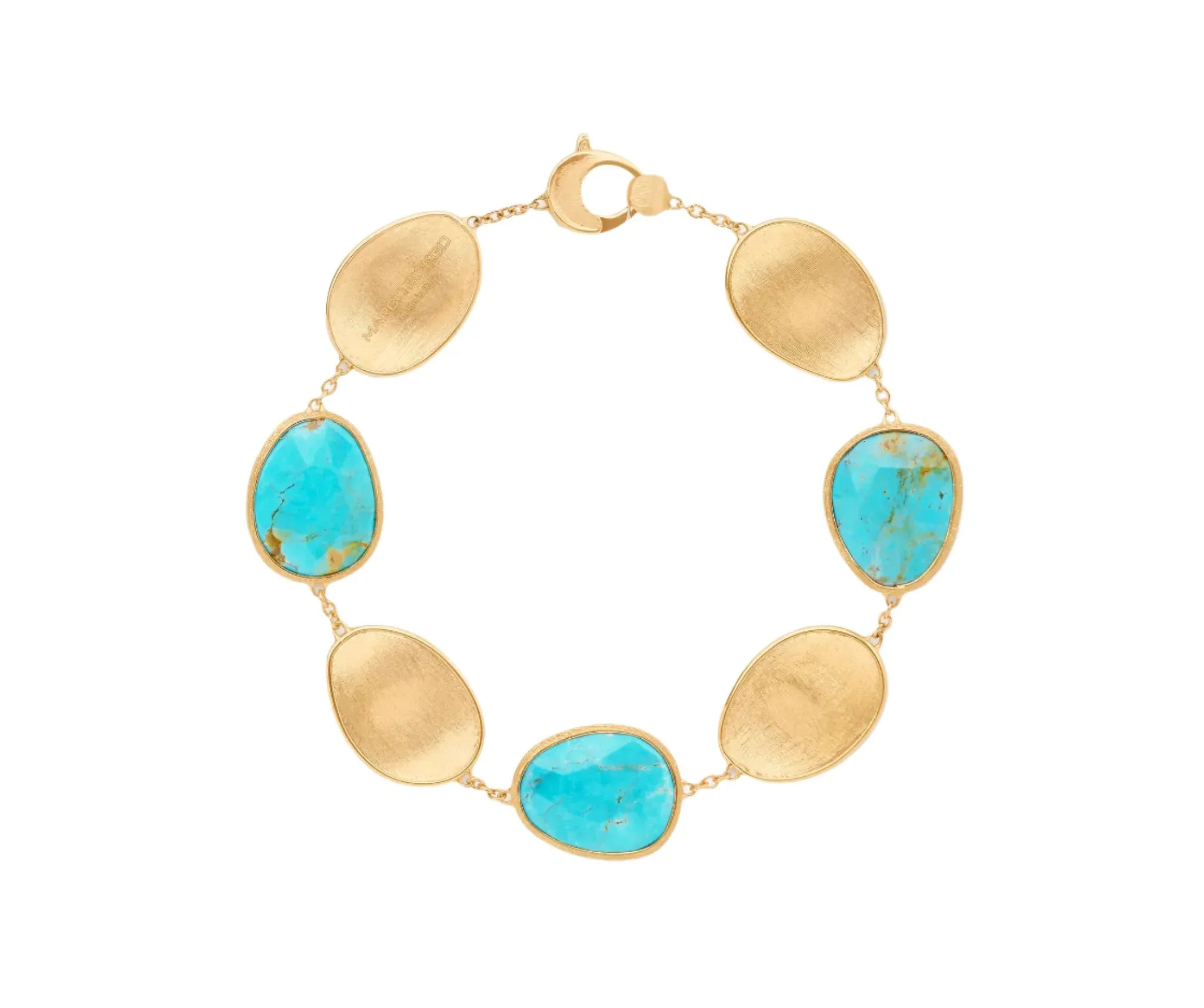 Marco Bicego Lunaria Colour 18ct Yellow Gold and Turquoise Bracelet sold by C.W. Sellors