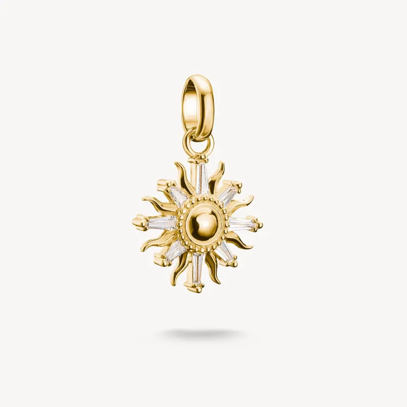 Thomas Sabo 18ct Gold Plated White Zirconia Sun Connect Charm sold by C.W. Sellors