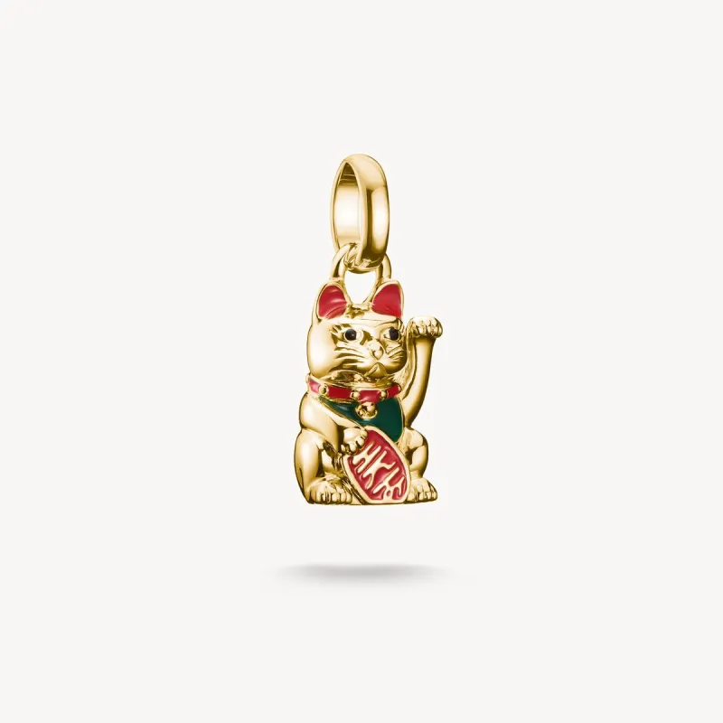 Thomas Sabo 18ct Gold Plated Enamel Waving Cat Connect Charm made by Thomas Sabo