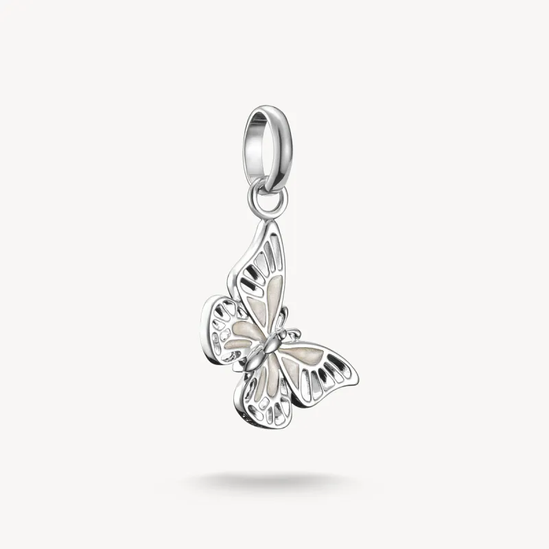 Thomas Sabo Sterling Silver and White Enamel Butterfly Connect Charm sold by C.W. Sellors