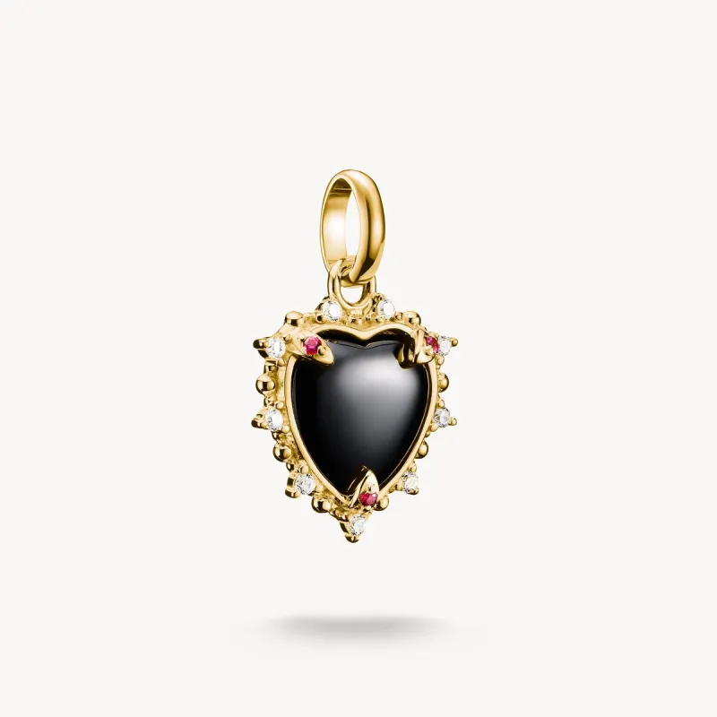 Thomas Sabo Gold Plated Zirconia and Lab Grown Ruby Black Vintage Heart Connect Charm sold by C.W. Sellors