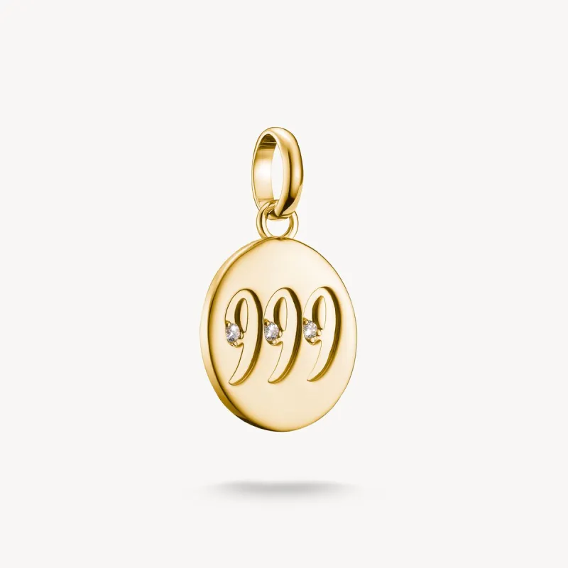 Thomas Sabo Gold Plated White Zirconia Angel Number '999' Connect Charm sold by C.W. Sellors