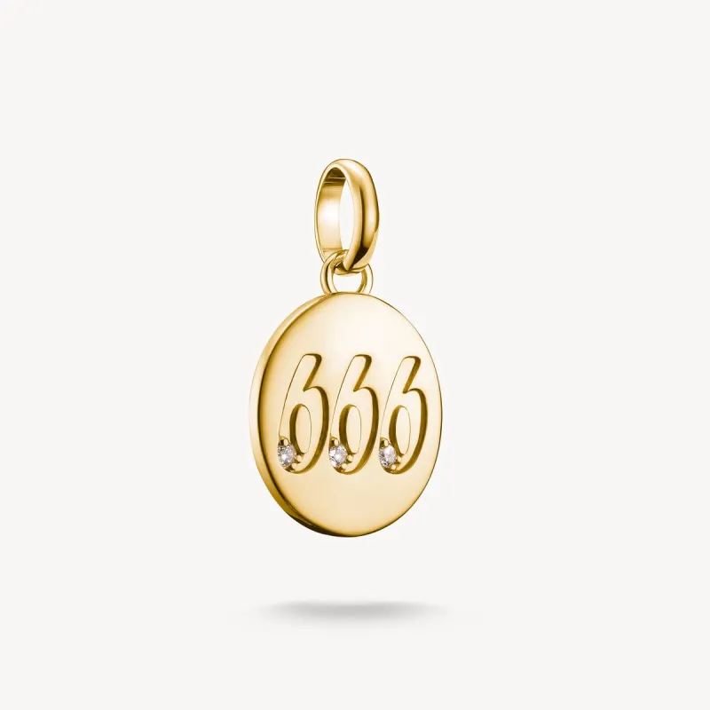 Thomas Sabo Gold Plated White Zirconia Angel Number '666' Connect Charm sold by C.W. Sellors