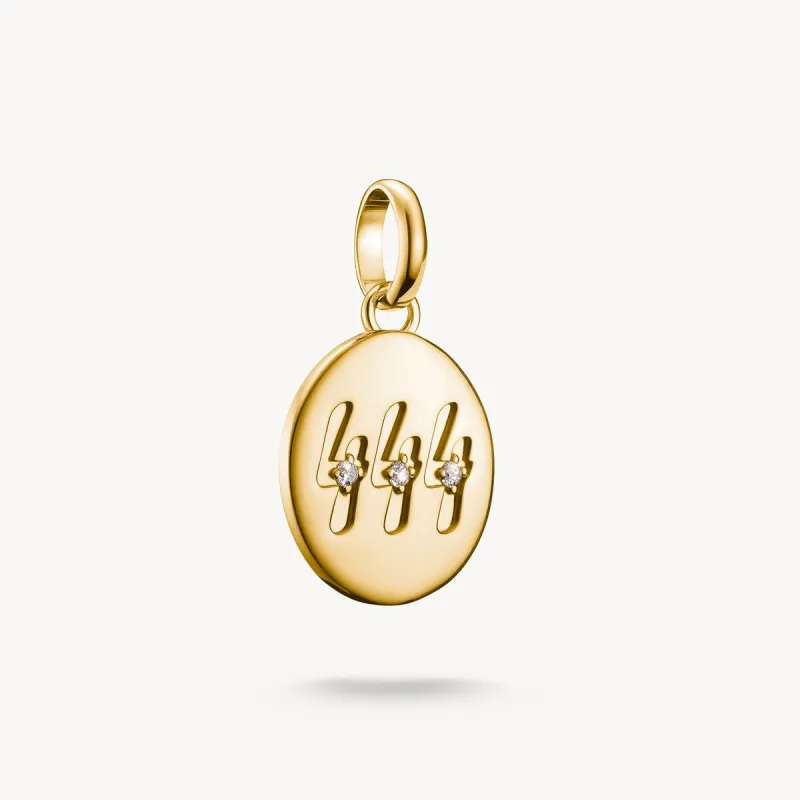 Thomas Sabo Gold Plated White Zirconia Angel Number '444' Connect Charm sold by C.W. Sellors