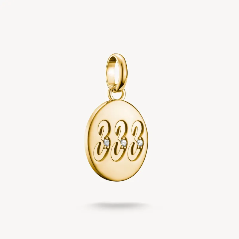 Thomas Sabo Gold Plated White Zirconia Angel Number '333' Connect Charm sold by C.W. Sellors