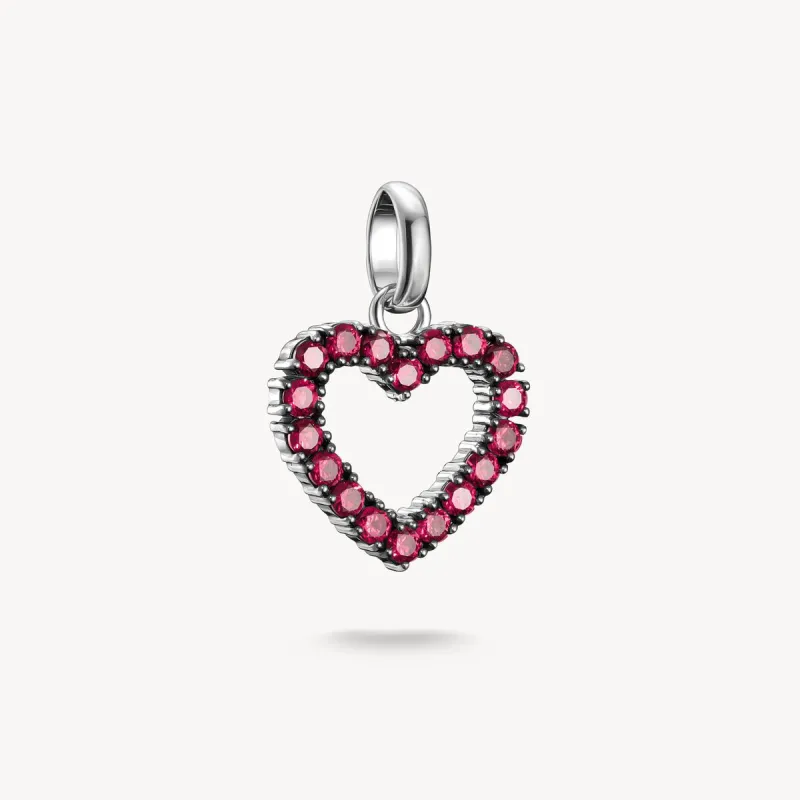 Thomas Sabo Blackened Sterling Silver Lab Grown Ruby Heart Connect Charm sold by C.W. Sellors