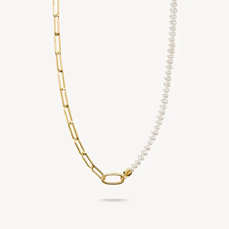 Thomas Sabo Gold Plated Paperclip and Pearls Connect Link Necklace sold by C.W. Sellors