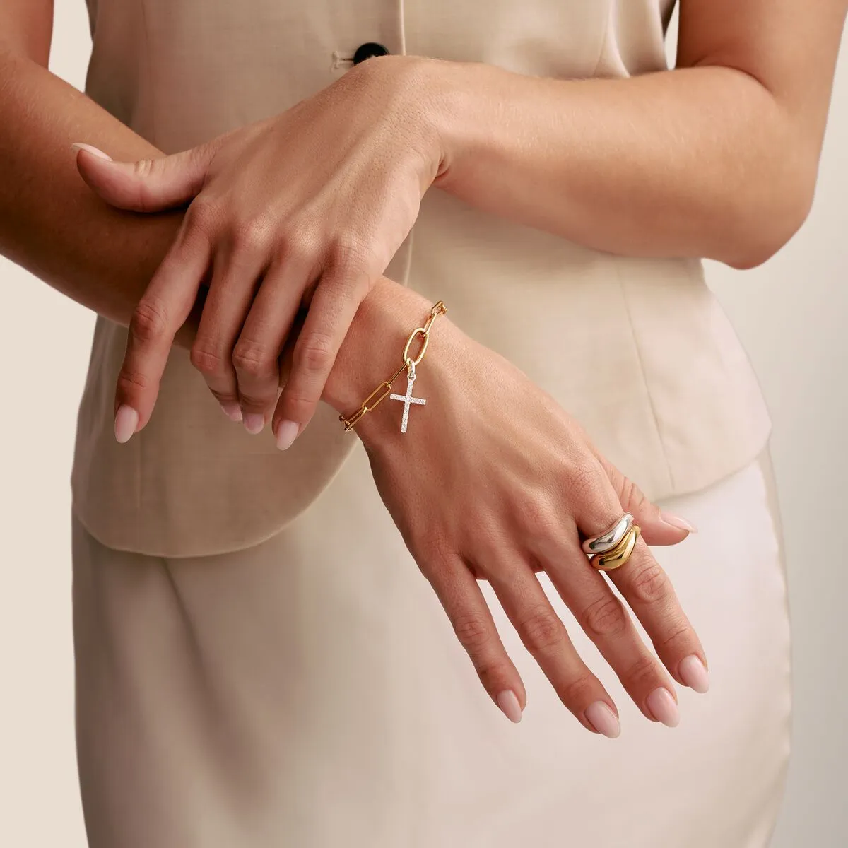 Thomas Sabo Sterling Silver White Zirconia Large Cross Connect Charm sold by C.W. Sellors product image thumbnail 3