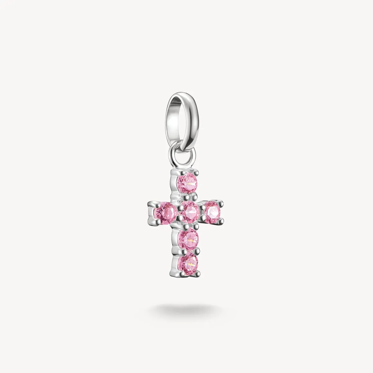 Thomas Sabo Sterling Silver Pink Zirconia Cross Connect Charm sold by C.W. Sellors