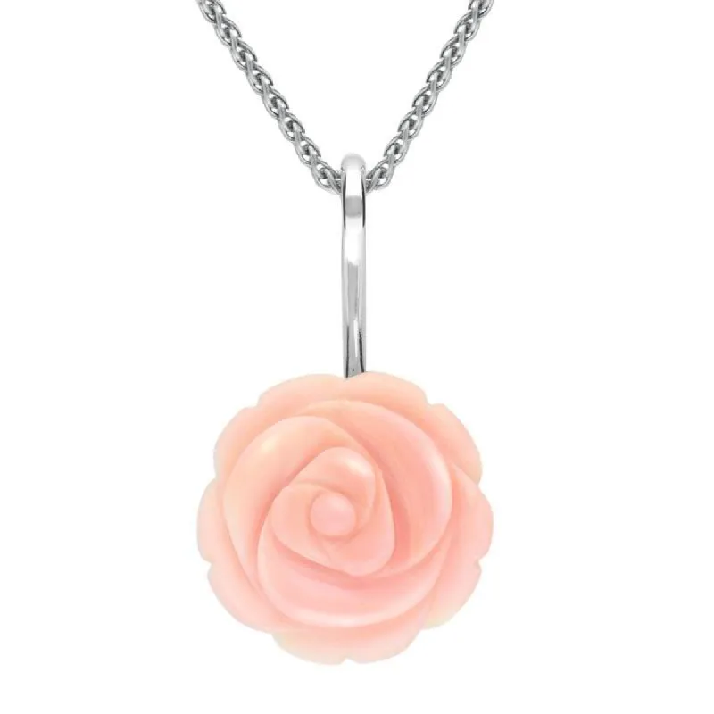 Sterling Silver Pink Conch Tuberose 18mm Rose Necklace sold by C.W. Sellors
