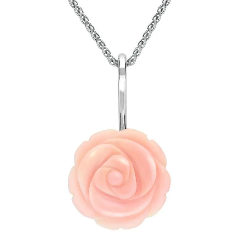 Sterling Silver Pink Conch Tuberose 18mm Rose Necklace sold by C.W. Sellors