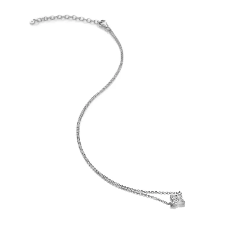 Hot Diamonds Sterling Silver White Topaz Squared Triangle Necklace sold by C.W. Sellors