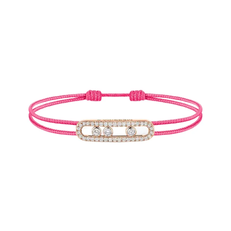 Messika Care(s) 18ct Rose Gold & 0.26ct Diamond Pink Cord Pavé Bracelet sold by C.W. Sellors