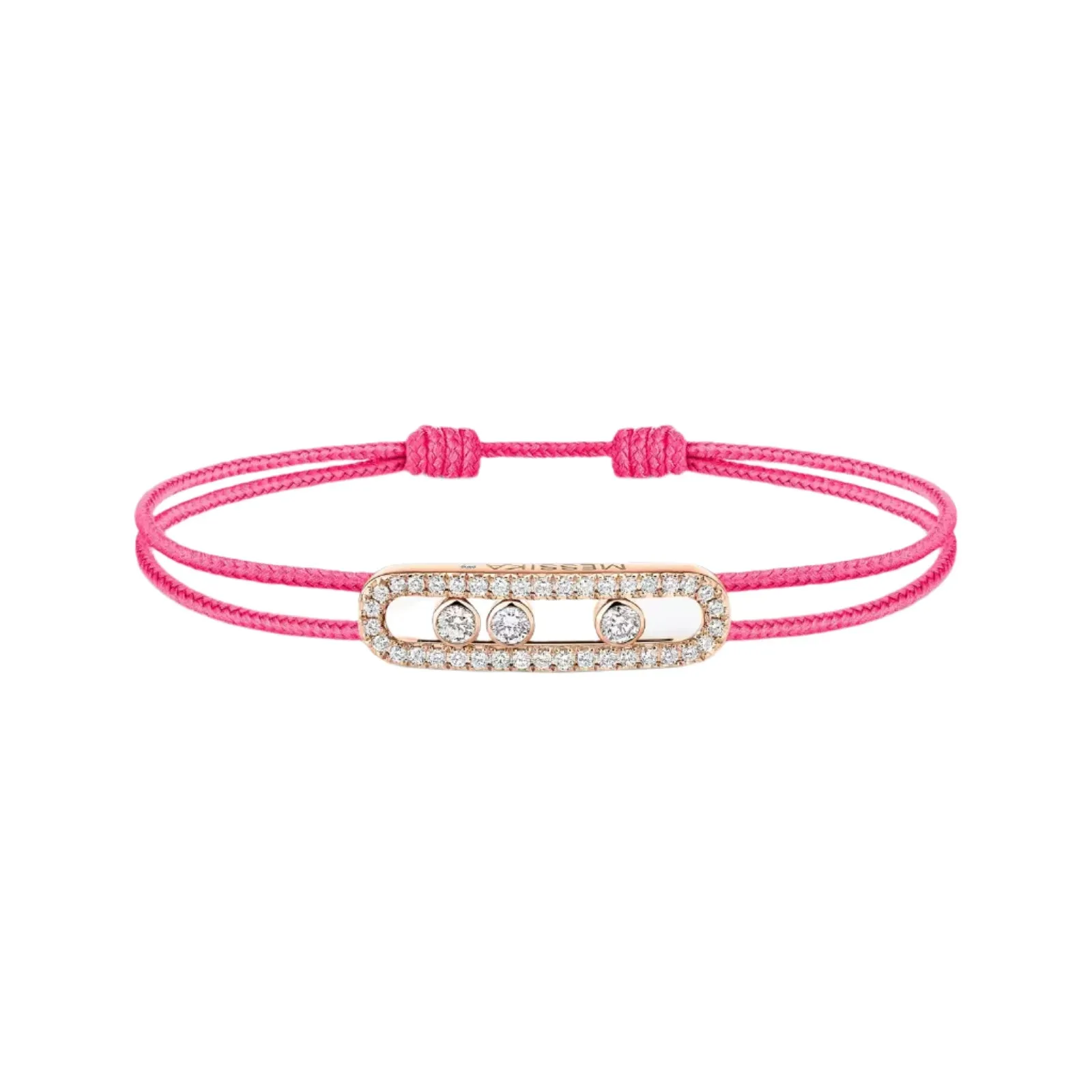 Messika Care(s) 18ct Rose Gold & 0.26ct Diamond Pink Cord Pavé Bracelet sold by C.W. Sellors