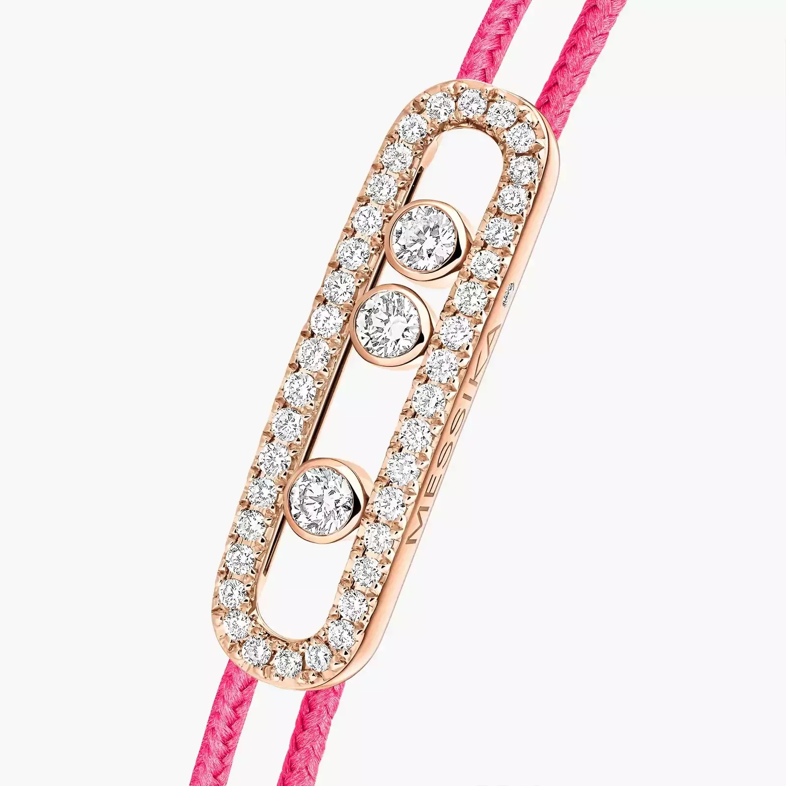 Messika Care(s) 18ct Rose Gold & 0.26ct Diamond Pink Cord Pavé Bracelet sold by C.W. Sellors product image thumbnail 3