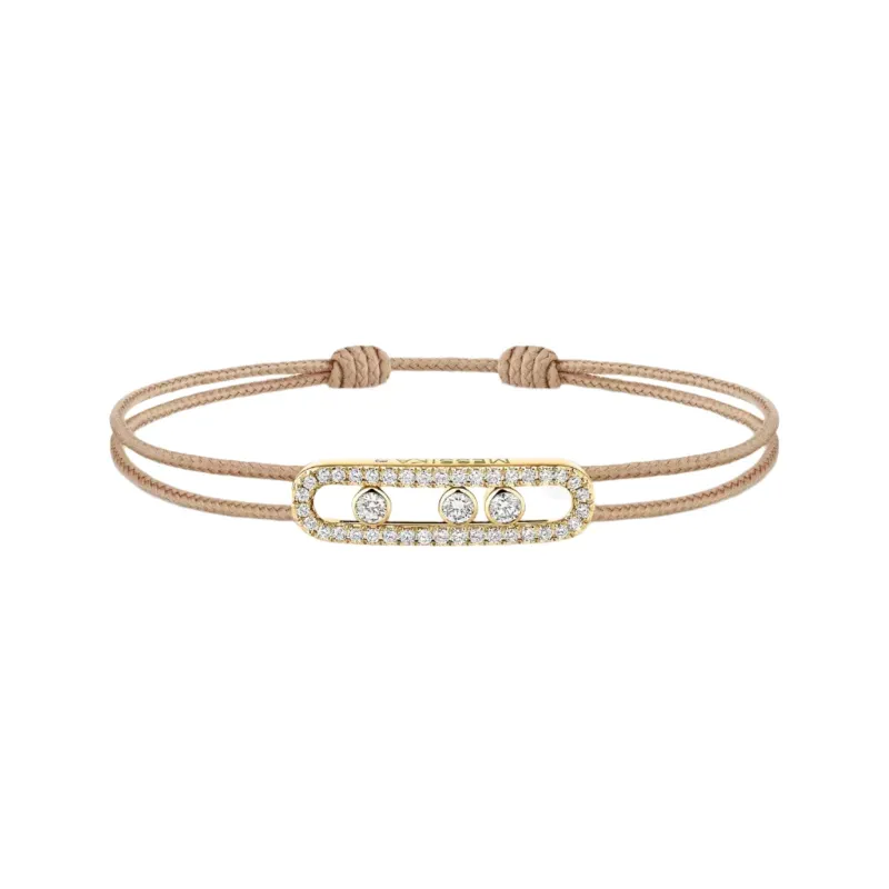 Messika Care(s) 18ct Yellow Gold & 0.26ct Diamond Beige Cord Pavé Bracelet sold by C.W. Sellors