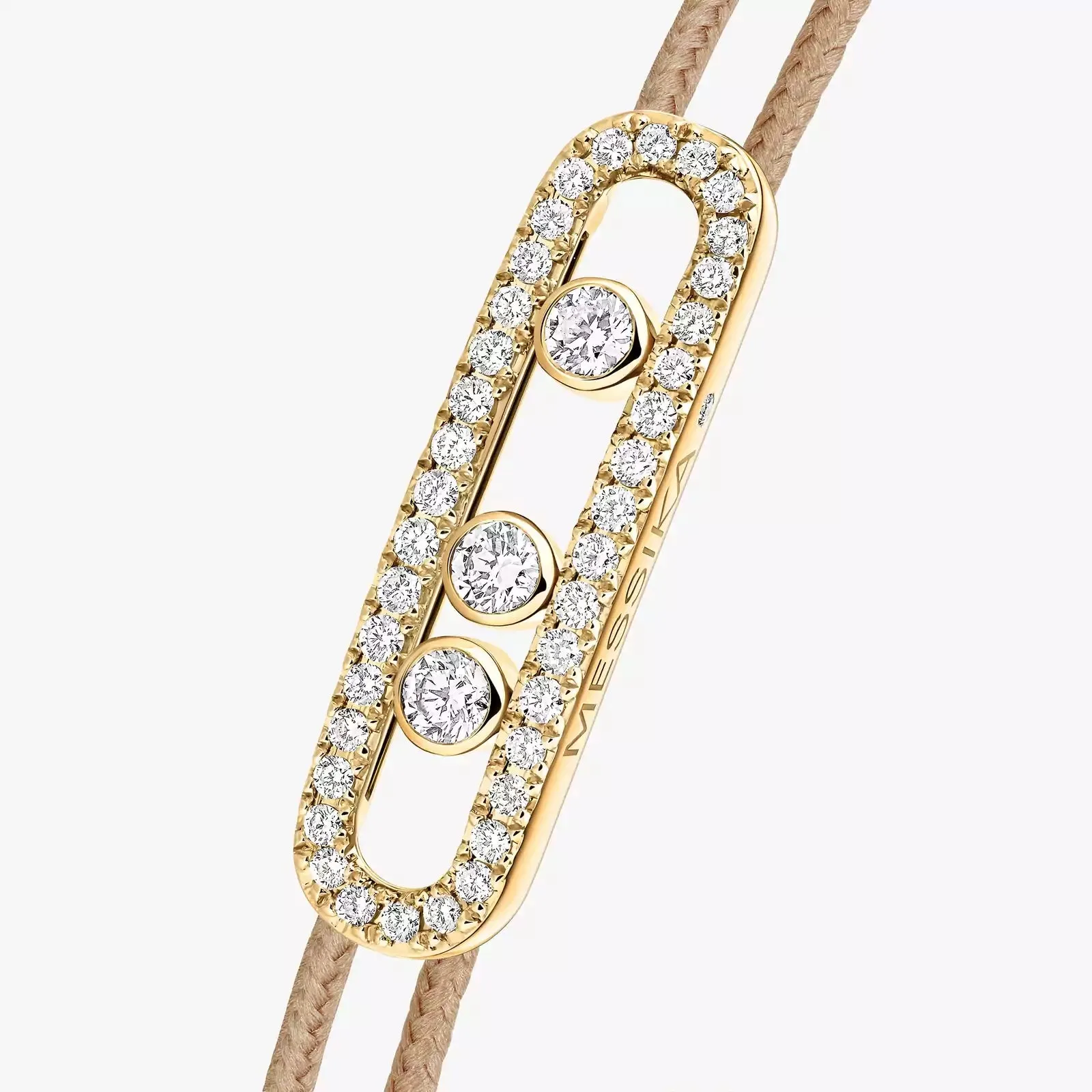 Messika Care(s) 18ct Yellow Gold & 0.26ct Diamond Beige Cord Pavé Bracelet sold by C.W. Sellors product image thumbnail 3