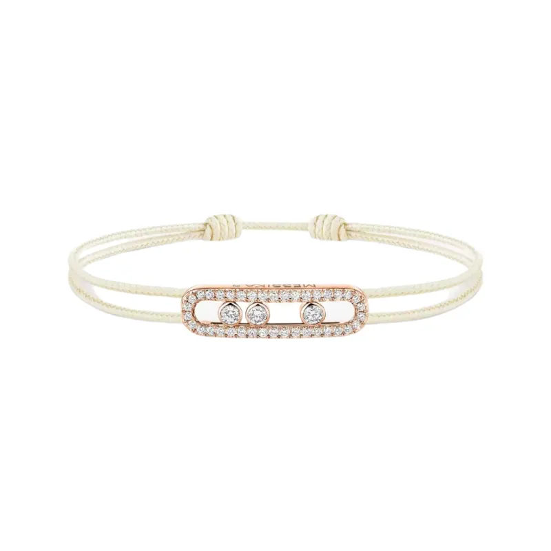 Messika Care(s) 18ct Rose Gold & 0.26ct Diamond Cream Cord Pavé Bracelet sold by C.W. Sellors