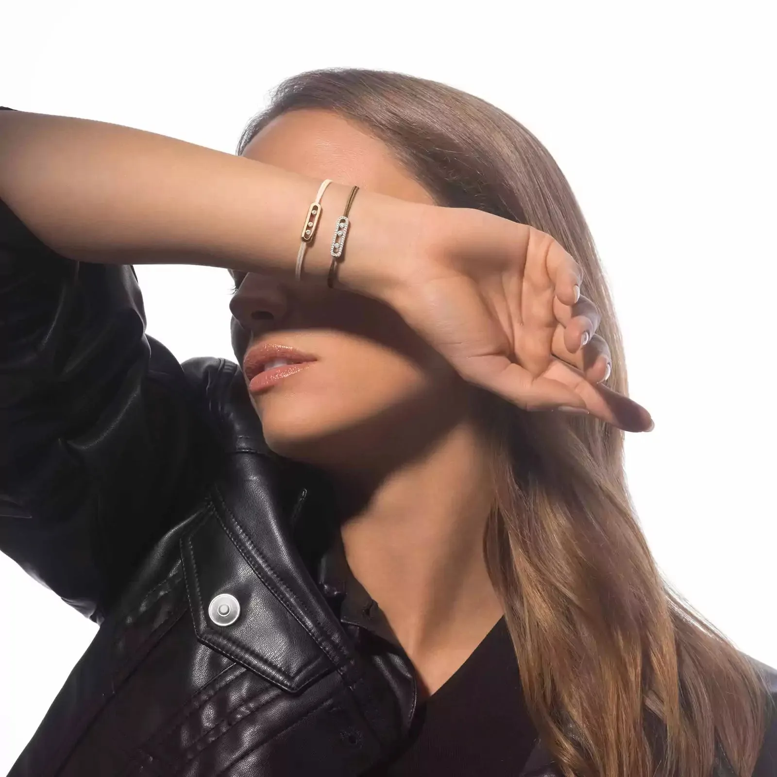 Messika Care(s) 18ct White Gold & 0.26ct Diamond Khaki Cord Pavé Bracelet sold by C.W. Sellors product image thumbnail 4