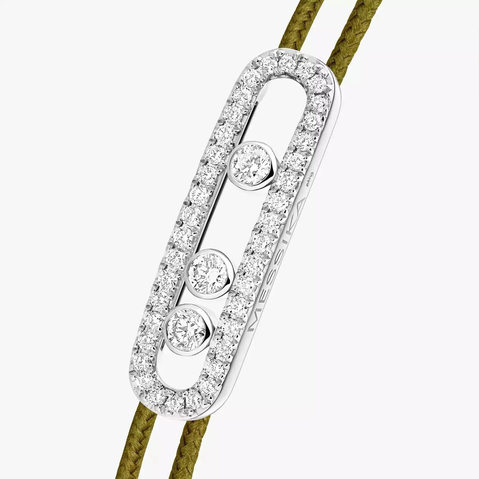 Messika Care(s) 18ct White Gold & 0.26ct Diamond Khaki Cord Pavé Bracelet sold by C.W. Sellors product image thumbnail 3