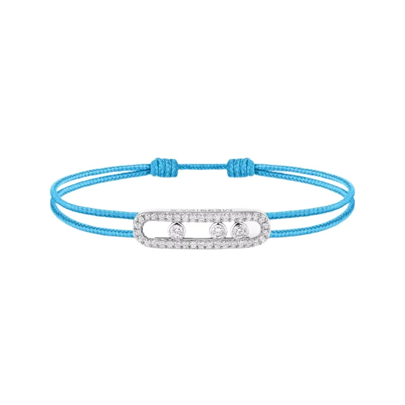 Messika Care(s) 18ct White Gold & 0.26ct Diamond Blue Cord Pavé Bracelet sold by C.W. Sellors