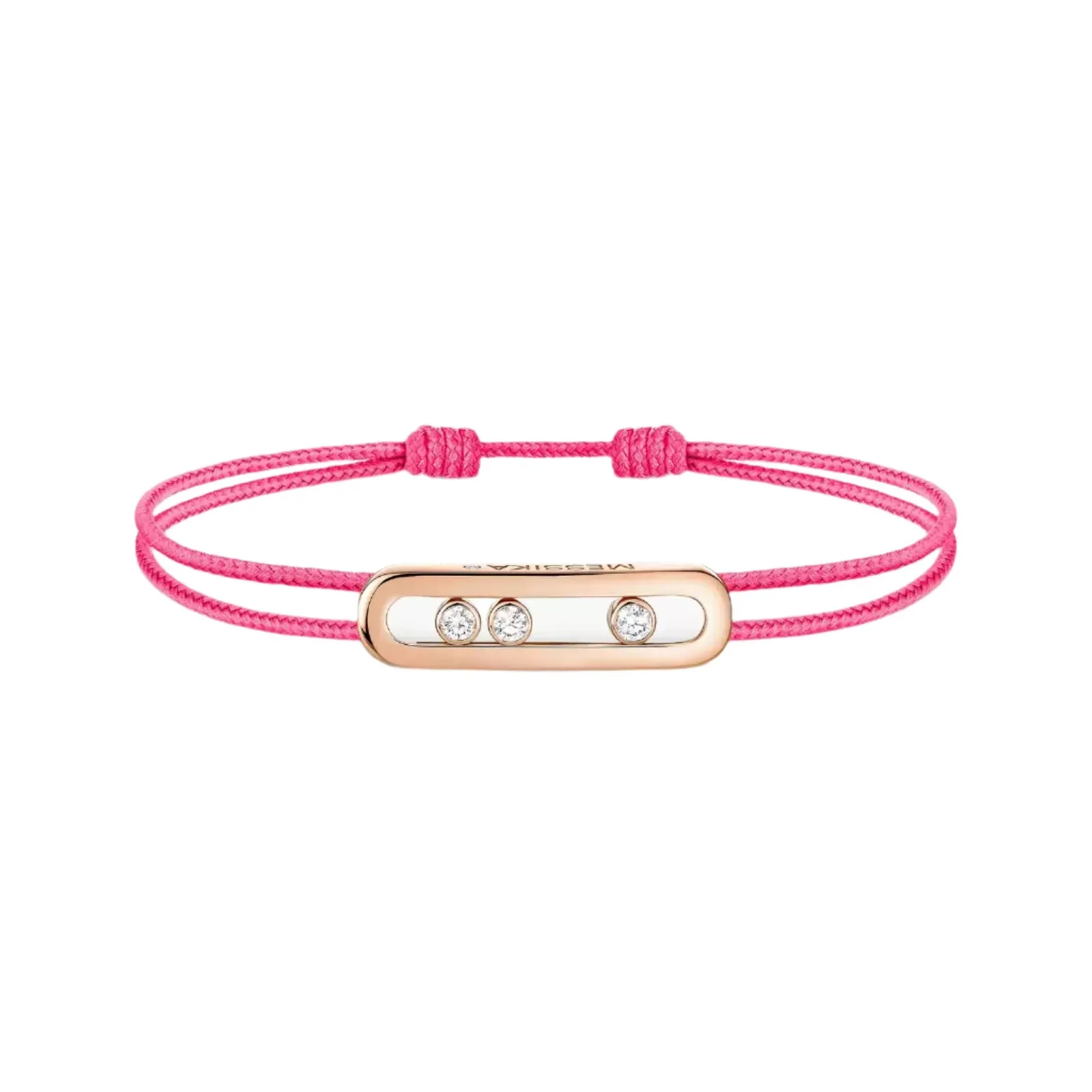 Messika Care(s) 18ct Rose Gold & Diamond Pink Cord Bracelet sold by C.W. Sellors