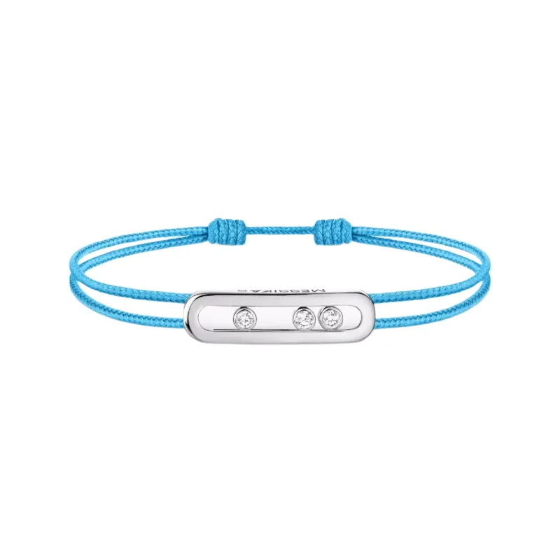 Messika Care(s) 18ct White Gold & Diamond Blue Cord Bracelet sold by C.W. Sellors