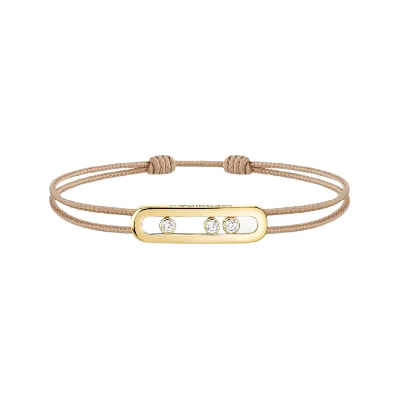 Messika Care(s) 18ct Yellow Gold & Diamond Beige Cord Bracelet sold by C.W. Sellors