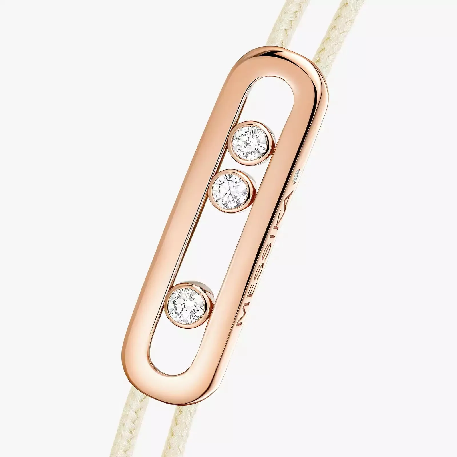 Messika Care(s) 18ct Rose Gold & Diamond Cream Cord Bracelet sold by C.W. Sellors product image thumbnail 3