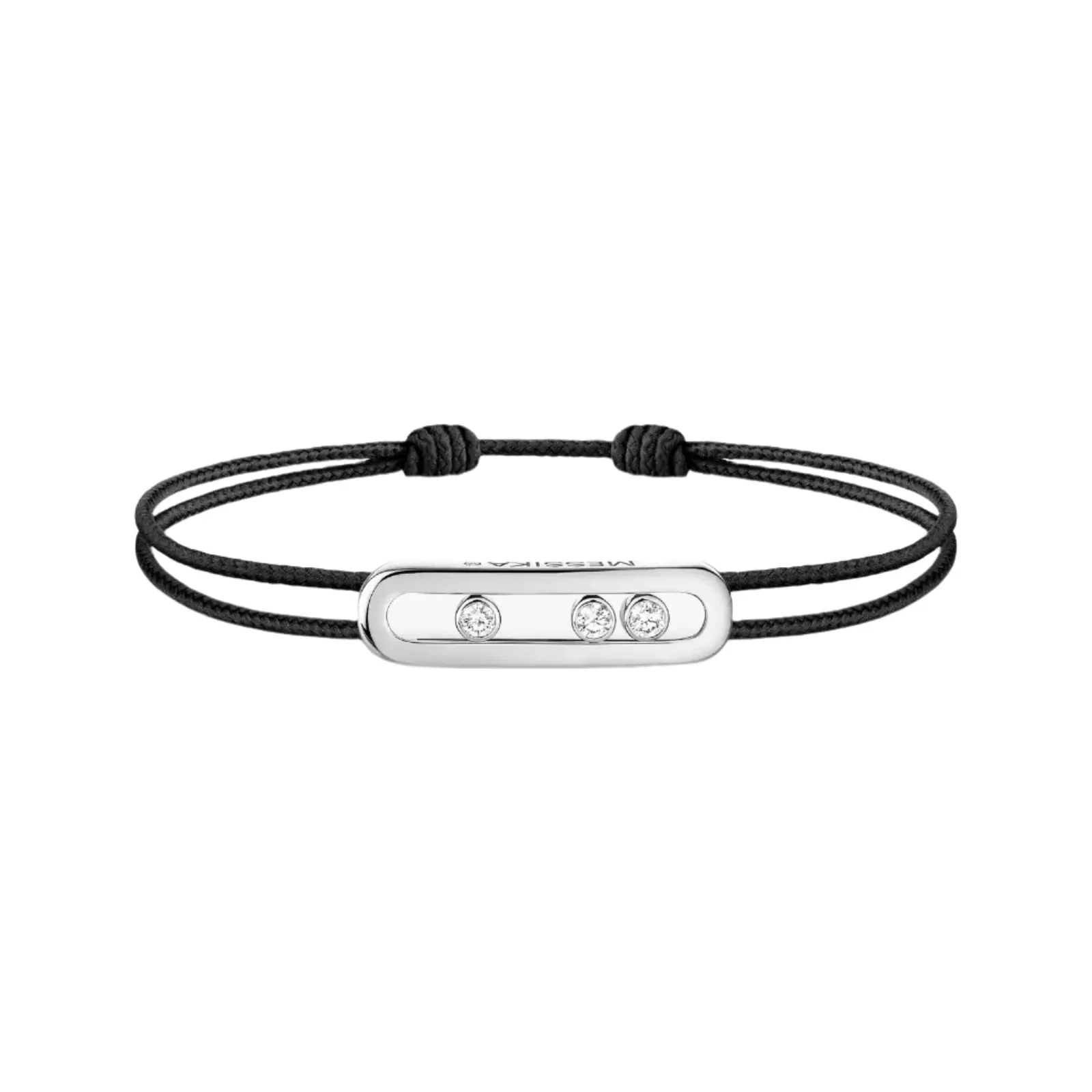 Messika Care(s) 18ct White Gold & Diamond Black Cord Bracelet sold by C.W. Sellors