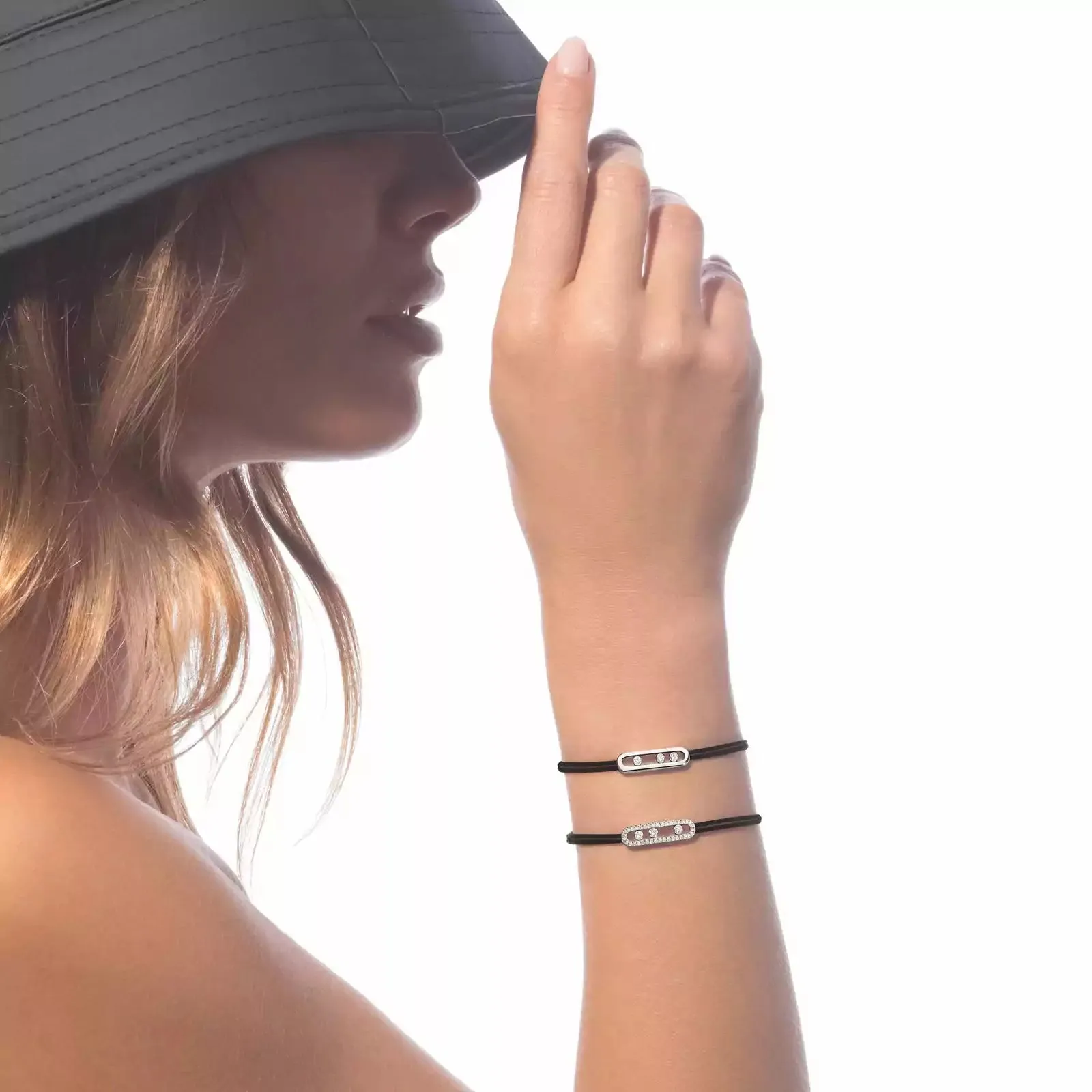 Messika Care(s) 18ct White Gold & Diamond Black Cord Bracelet sold by C.W. Sellors product image thumbnail 4