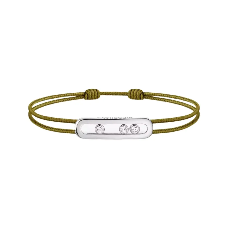 Messika Care(s) 18ct White Gold & Diamond Khaki Cord Bracelet sold by C.W. Sellors