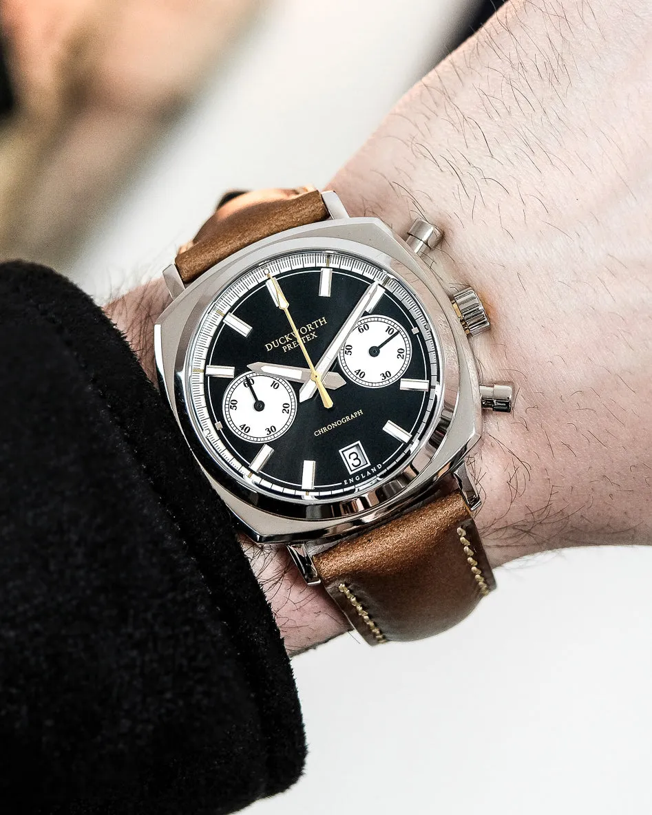 Duckworth Prestex Chronograph 42 Black Sunburst Tan Leather Watch sold by C.W. Sellors product image thumbnail 4