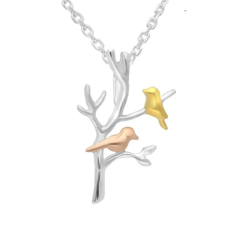 Yellow Rose Gold Sterling Silver Plated Partridge in a Pear Tree Necklace sold by C.W. Sellors