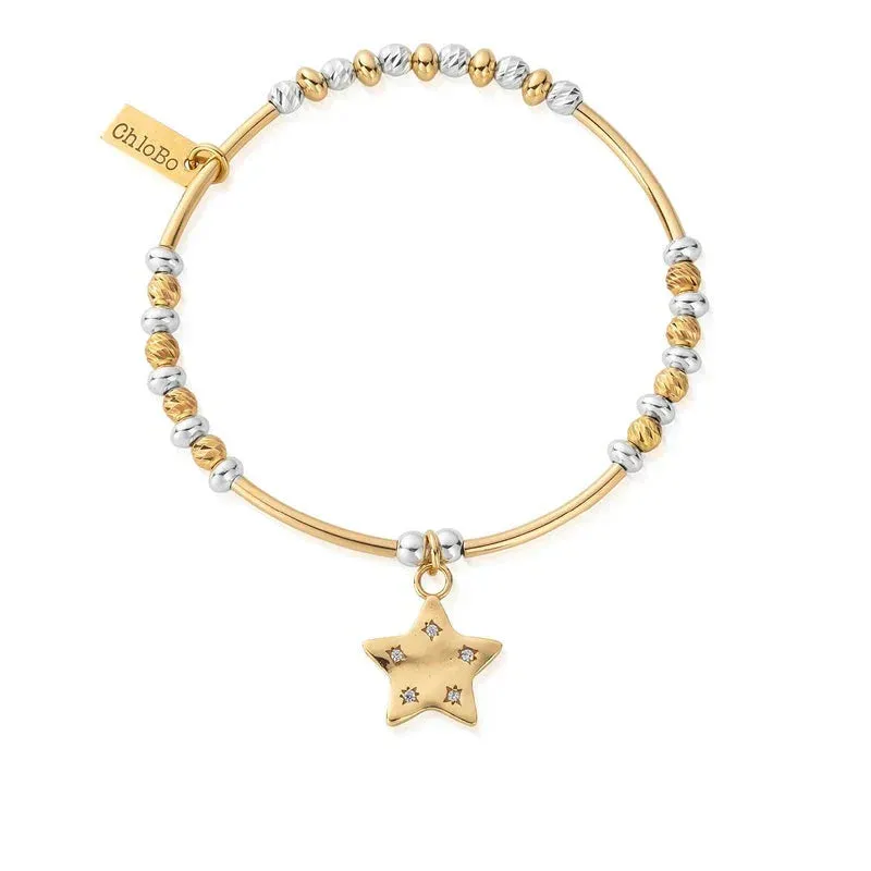 ChloBo Sterling Silver and Gold Plated Mixed Metal Sparkle Star Bracelet sold by C.W. Sellors
