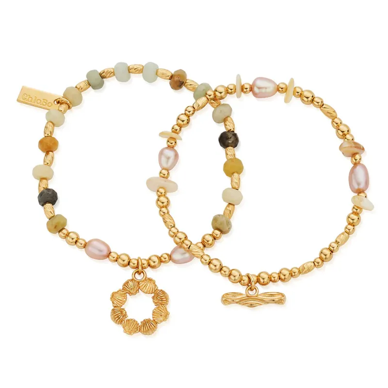 ChloBo Gold Plated Peace & Balance Set of 2 Bracelet sold by C.W. Sellors