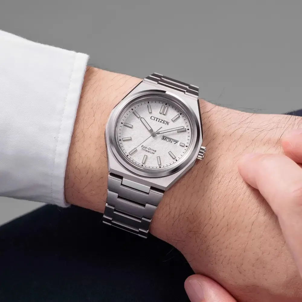 Citizen Super Titanium Zenshin Three Hands Textured White Watch sold by C.W. Sellors product image thumbnail 5