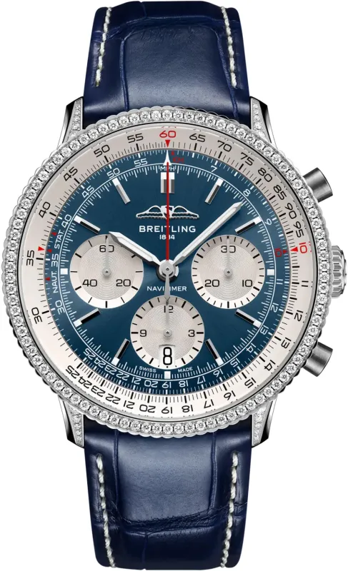 Breitling Navitimer Chronograph 41mm Mens Watch White Eyed Blue Watch sold by C.W. Sellors