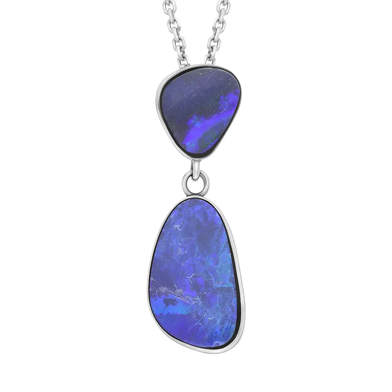 Sterling Silver Abstract Opal Two Stone Necklace sold by C.W. Sellors