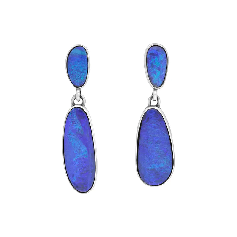 Sterling Silver Abstract Opal Doublet Drop Earrings sold by C.W. Sellors